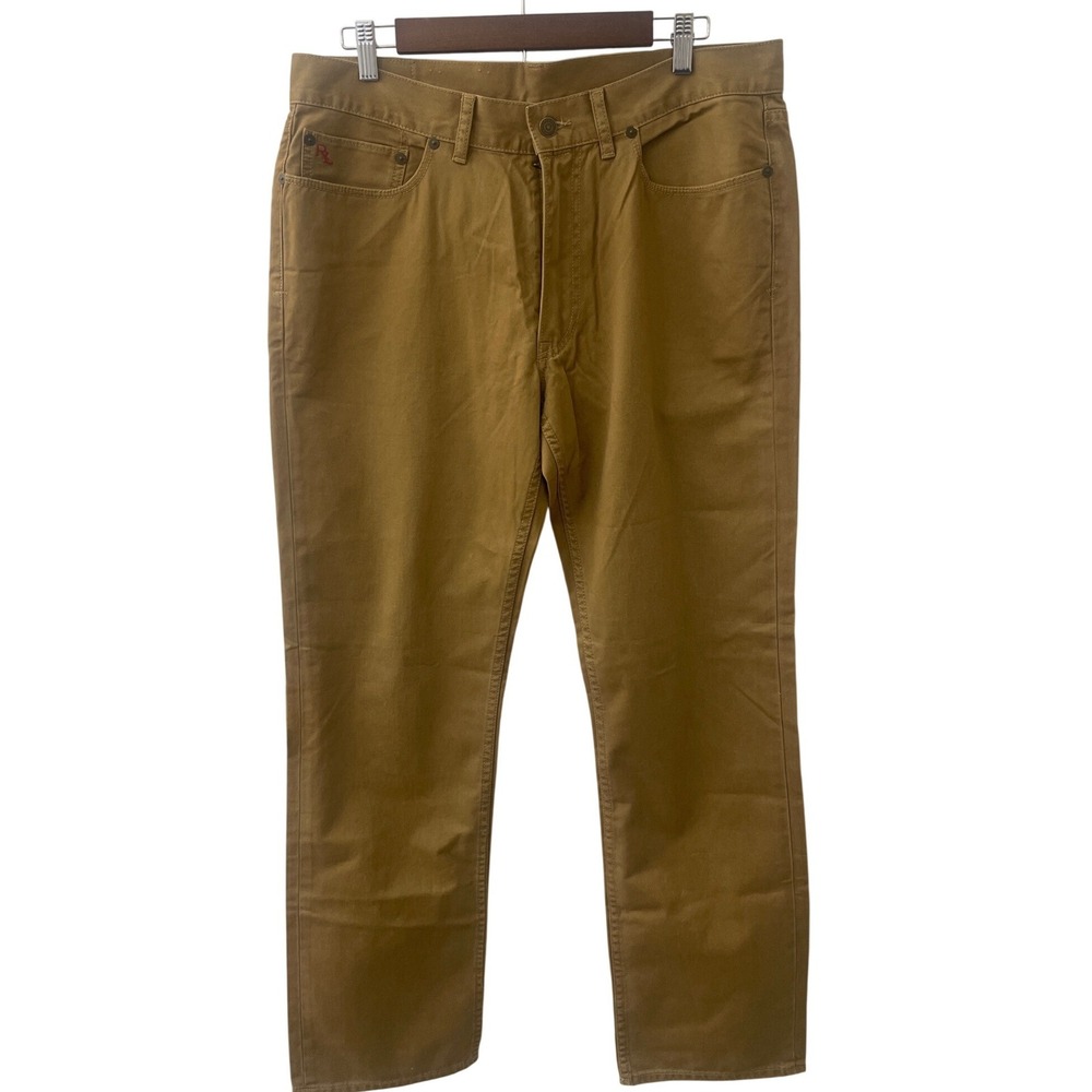 Polo Ralph‎ Lauren Mens 34x32 Khaki Tan Cotton Twill 5-Pocket Straight Leg Pants